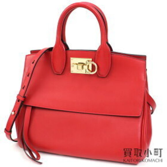 Salvatore Ferragamo Handbags - Salvatore Ferragamo Studio Bag Gancini Red Calfskin Pouch Shoulder